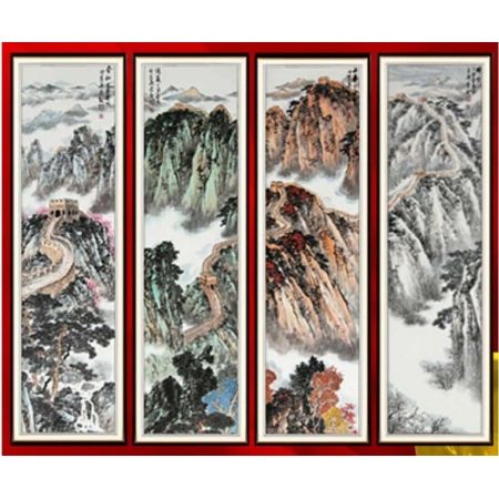 中G梦长城魂四季山水四条屏  