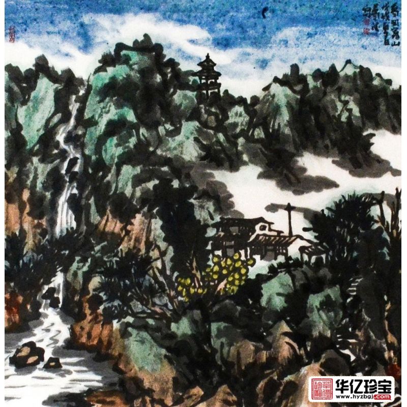shouc小品画 中G美协邹梦德斗方山水画《梦回家山》