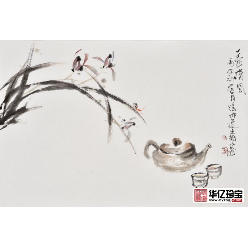 徐坤连不规则写意花鸟画兰花图《一壶清风》