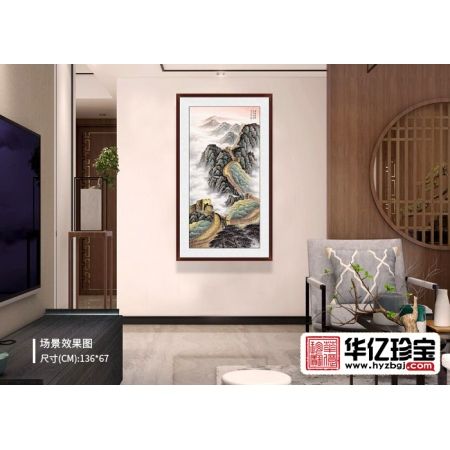 王宁新品力作四尺竖幅长城山水画《情长万里》