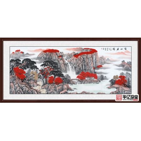 鸿运当头聚宝盆 蒋伟ZUI新六尺山水画《富山居图》