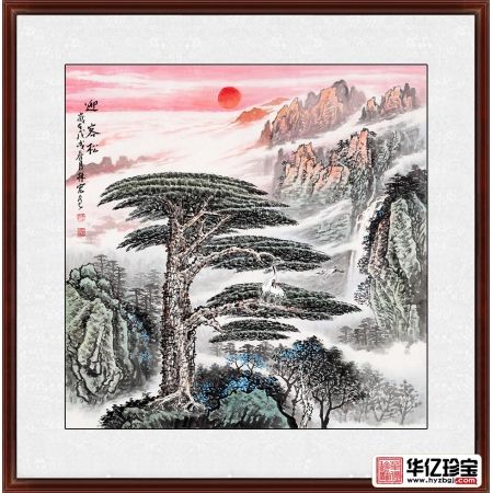 小品斗方画 李林宏新品山水画《迎客松》