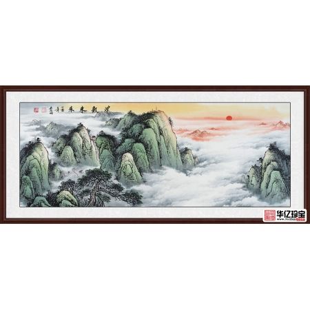 国画泰山图 宋唐ZUI新力作泰山日出《紫气东来》