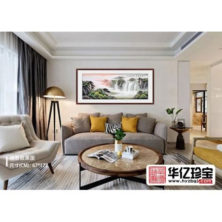 旺财风水画 张利ZUI新流水生财聚宝盆《山高水长流》