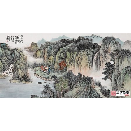 中G美协画家余静老师诗意国画《山中一夜雨》