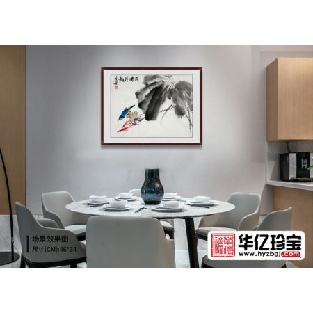 诗人画家 郑晓京精品写意花鸟画《荷塘清趣》