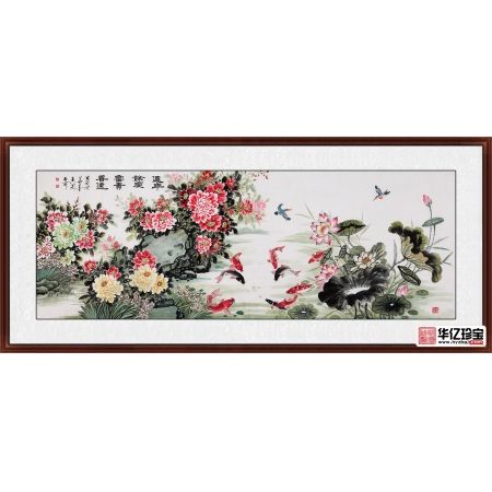 古稀高龄画家石开新品八尺牡丹图《连年余庆富贵香远》