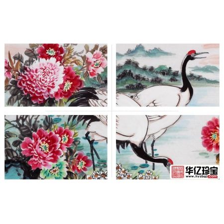 石开新品牡丹仙鹤图《鹤鸣春晓增福寿，国色千姿布新春》