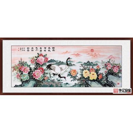 石开老师牡丹仙鹤图《鹤鸣春晓增福寿，国色千姿布新春》