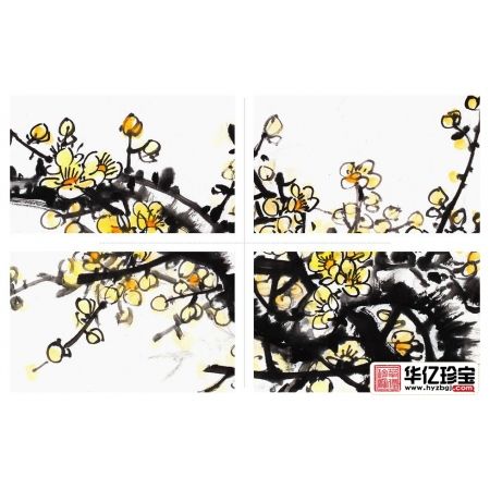 石开新品国画梅花图《素艳雪凝树，清香风满枝》
