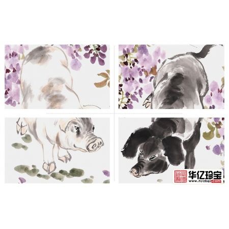招财吉祥画 晋葆良新品四尺斗方花鸟画《紫气东来》
