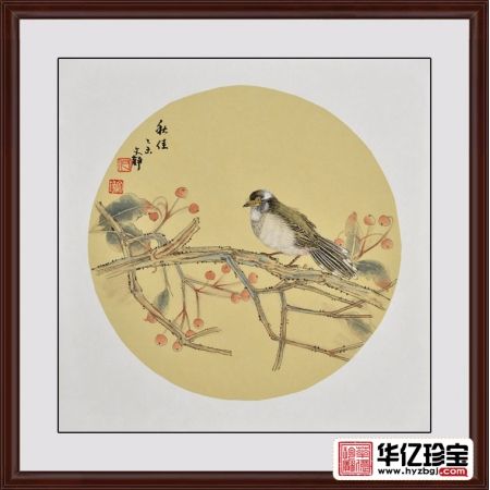 花鸟小品《秋佳》 何文铮小尺寸花鸟画作品