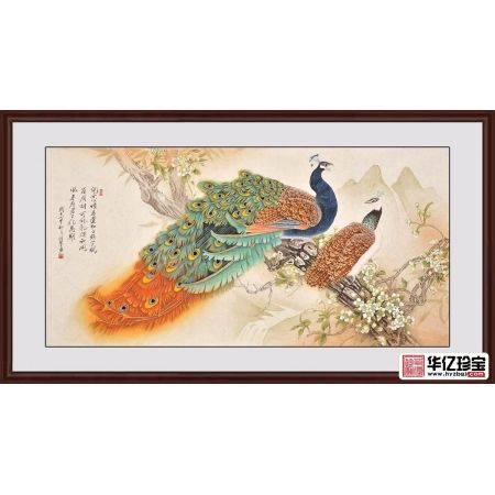 羽墨四尺孔雀图新作《儿女心情东遣知》