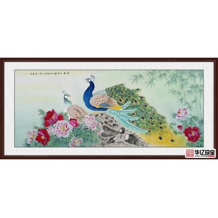 王一容新品孔雀牡丹图《富贵大吉祥》