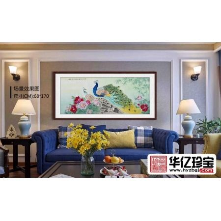 王一容新品孔雀牡丹图《富贵大吉祥》