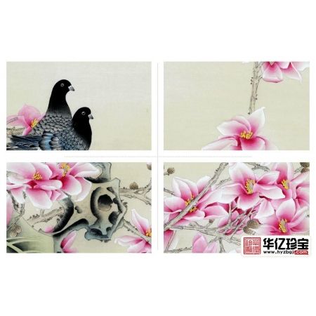 卧室挂画必备 王一容斗方工笔花鸟画《玉棠春》