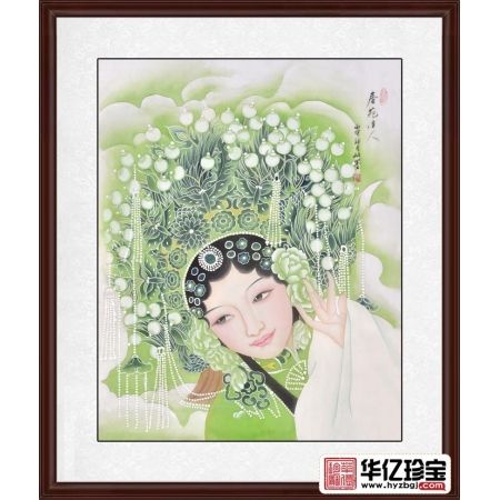 国画美女图 羽墨工笔人物画仕女图《春苑佳人》
