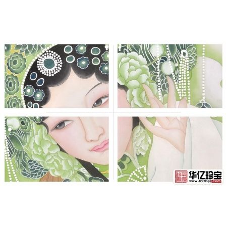国画美女图 羽墨工笔人物画仕女图《春苑佳人》