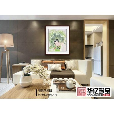 国画美女图 羽墨工笔人物画仕女图《春苑佳人》