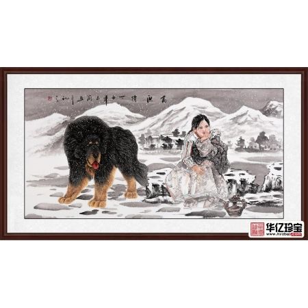 客厅挂画 玉简四尺横幅工笔人物画《高原情》