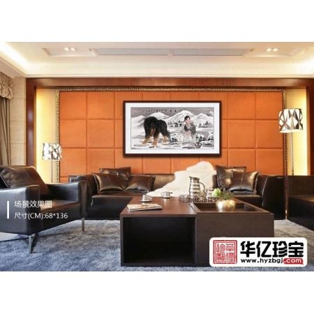 客厅挂画 玉简四尺横幅工笔人物画《高原情》