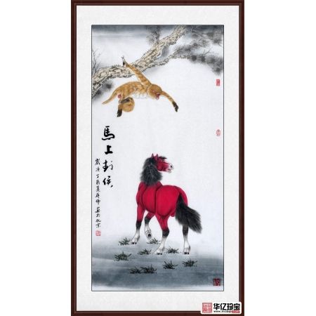 送礼佳品 蒋伟四尺竖幅动物画《马上封侯》