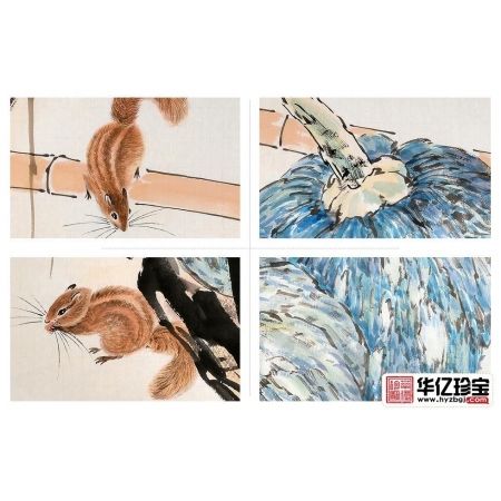 餐厅装饰画 羽墨动物画 小松鼠《只因野性干藜藿，ZUI爱山蔬带水云》