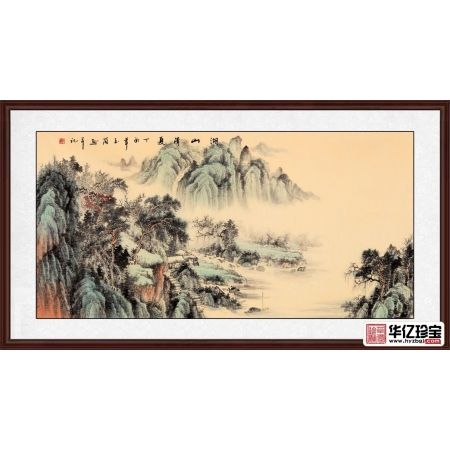 书香世家玉简仿古山水画《湖山清夏》