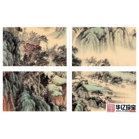书香世家玉简仿古山水画《湖山清夏》
