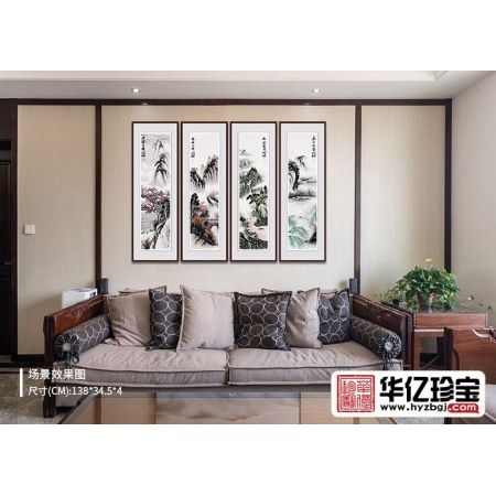 山水四条屏 宋唐新品力作国画作品《春夏秋冬》