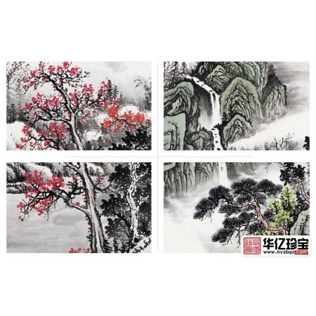 山水四条屏 宋唐新品力作国画作品《春夏秋冬》