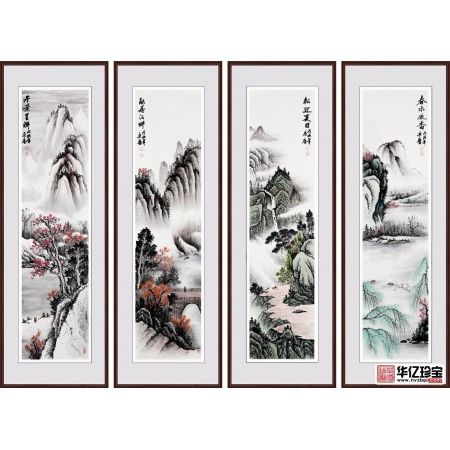 山水四条屏 宋唐新品力作国画作品《春夏秋冬》