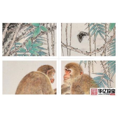 生肖图 羽墨四尺竖幅动物画 猴子《食果欲清泉猿计亦何阙