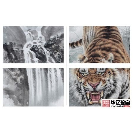 下山虎镇宅 “中G虎王新秀”王建辉六尺竖幅工笔动物画老虎《威震山河》
