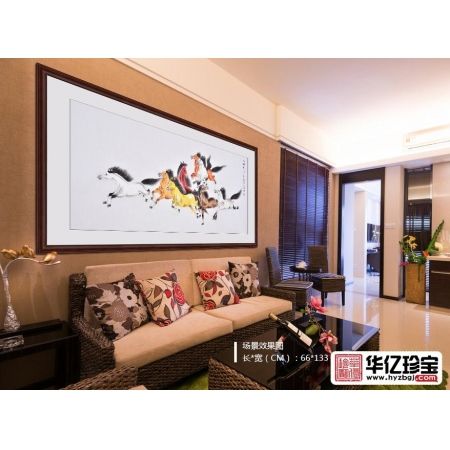 仇谷四尺横幅工笔动物画作品马《八骏图》