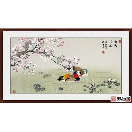 国家一JI美术师张洪山新品鸳鸯图《相濡以沫》