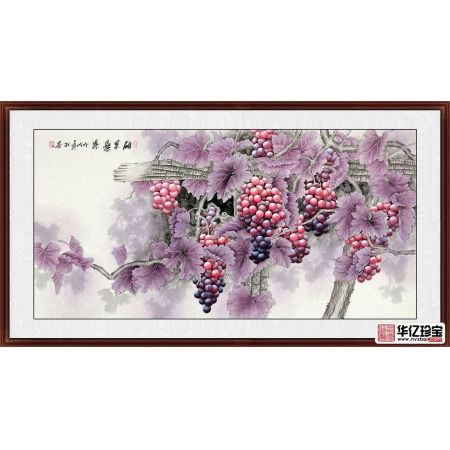 新生代潜力画家羽墨新品国画葡萄图《硕果累累》