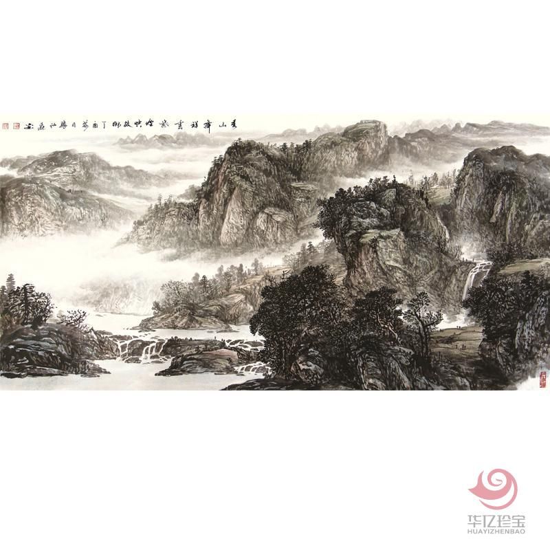 张仕森《秀山舞祥云》山水作品孤品定制