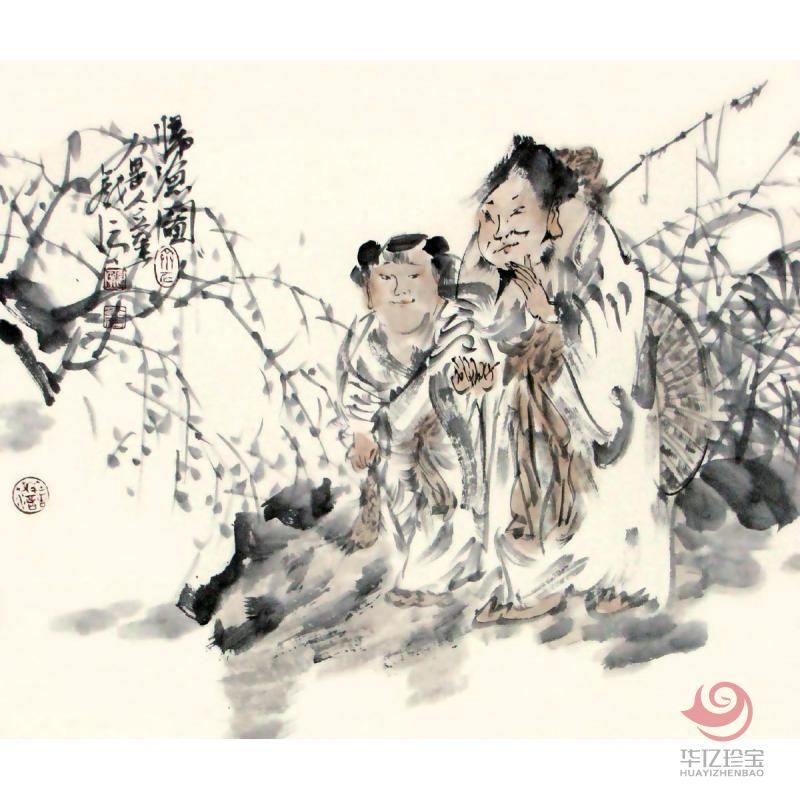 张立奎《归渔图》50×50cm