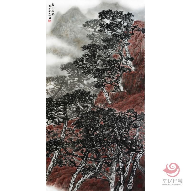 程振国《云上松杪》136x68cm