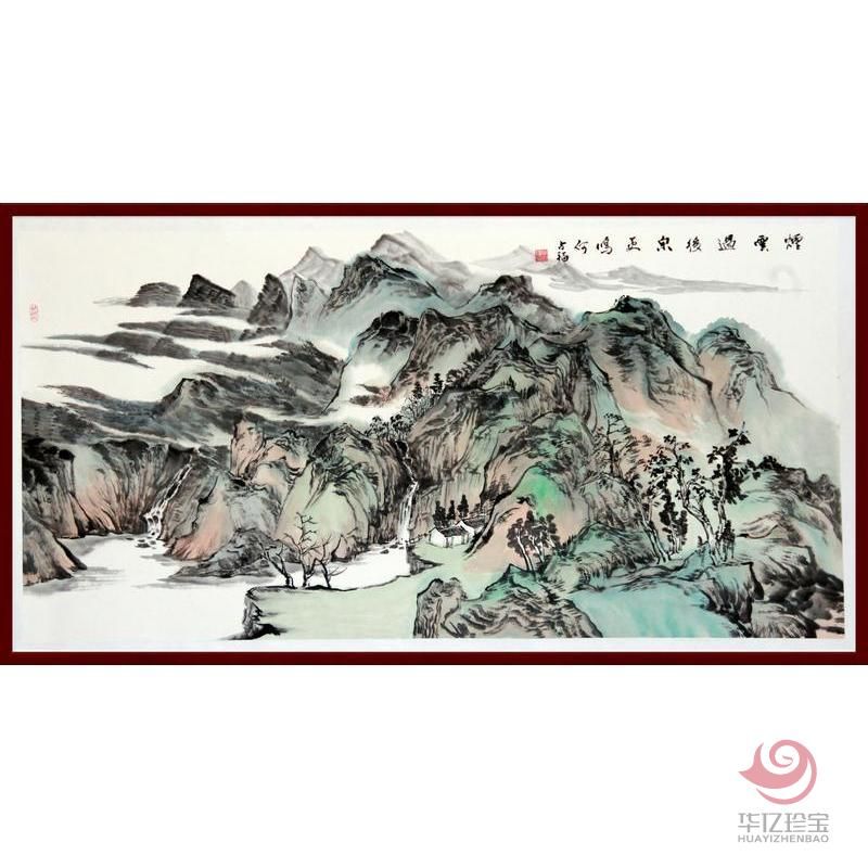 贺兰山画派创始人 山水画家何占福《烟云过后泉正鸣》8平尺横幅