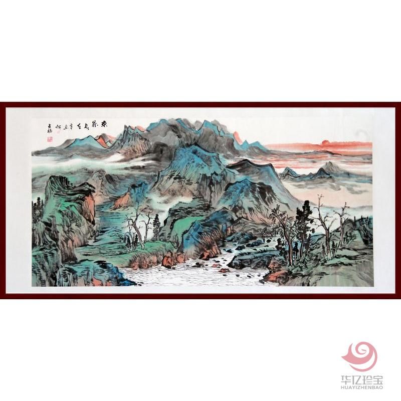贺兰山画派创始人  山水画家何占?！抖肌?平尺横幅巨作