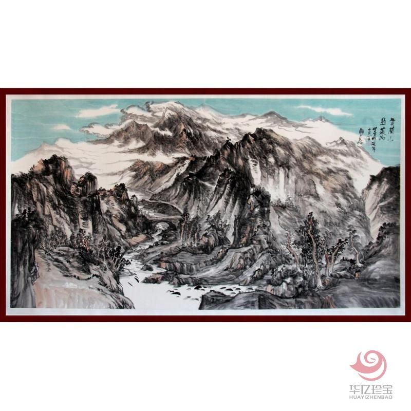 贺兰山画派创始人 山水画家何占?！逗乩忌骄虏斯怠?6平尺巨幅作品