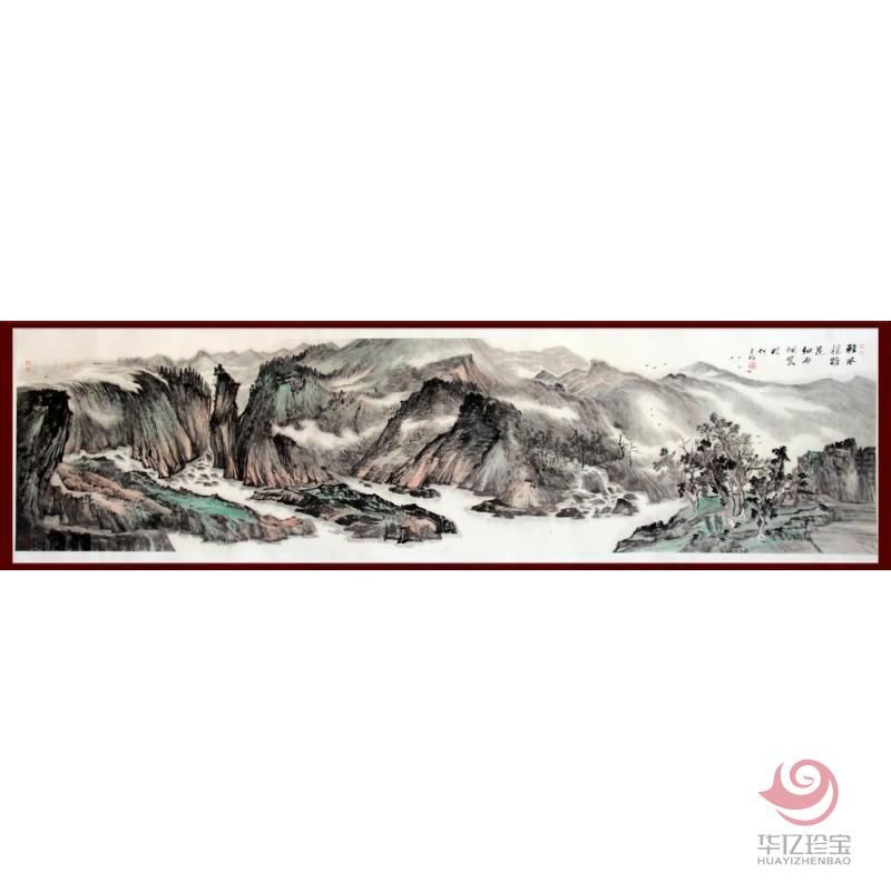 贺兰山画派创始人 山水画家何占?！肚岱缫≡踊ā?4平尺巨幅作品