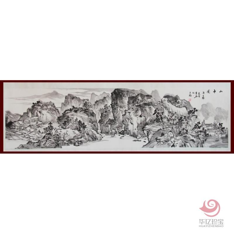 贺兰山画派创始人 山水画家何占?！渡街型肌?平尺横幅作品