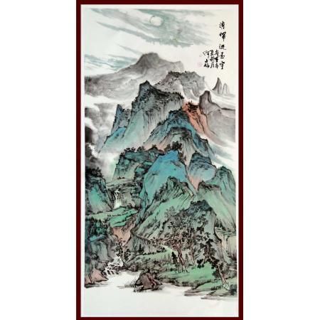 宁夏美协副主席  山水画家何占?！肚嚓土饔裼睢?平尺竖幅