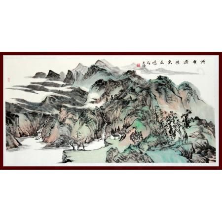 贺兰山画派创始人 山水画家何占?！堆淘乒笕?平尺横幅