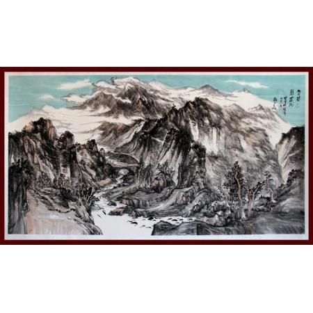 贺兰山画派创始人 山水画家何占?！逗乩忌骄虏斯怠?6平尺巨幅作品