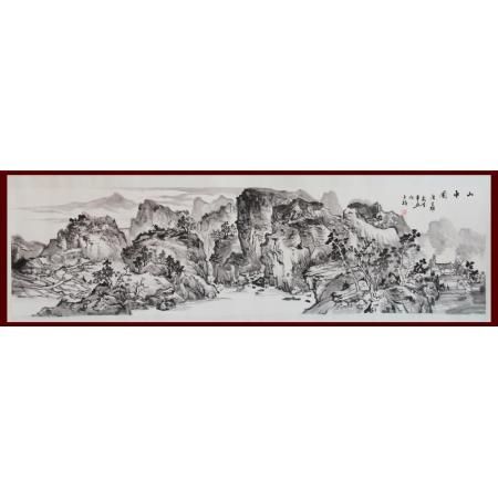 贺兰山画派创始人 山水画家何占?！渡街型肌?平尺横幅作品