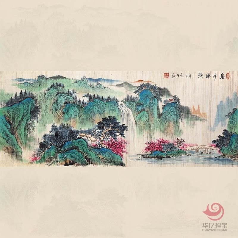 叶阿林《春谷瀑韵》8平尺亚麻布作品